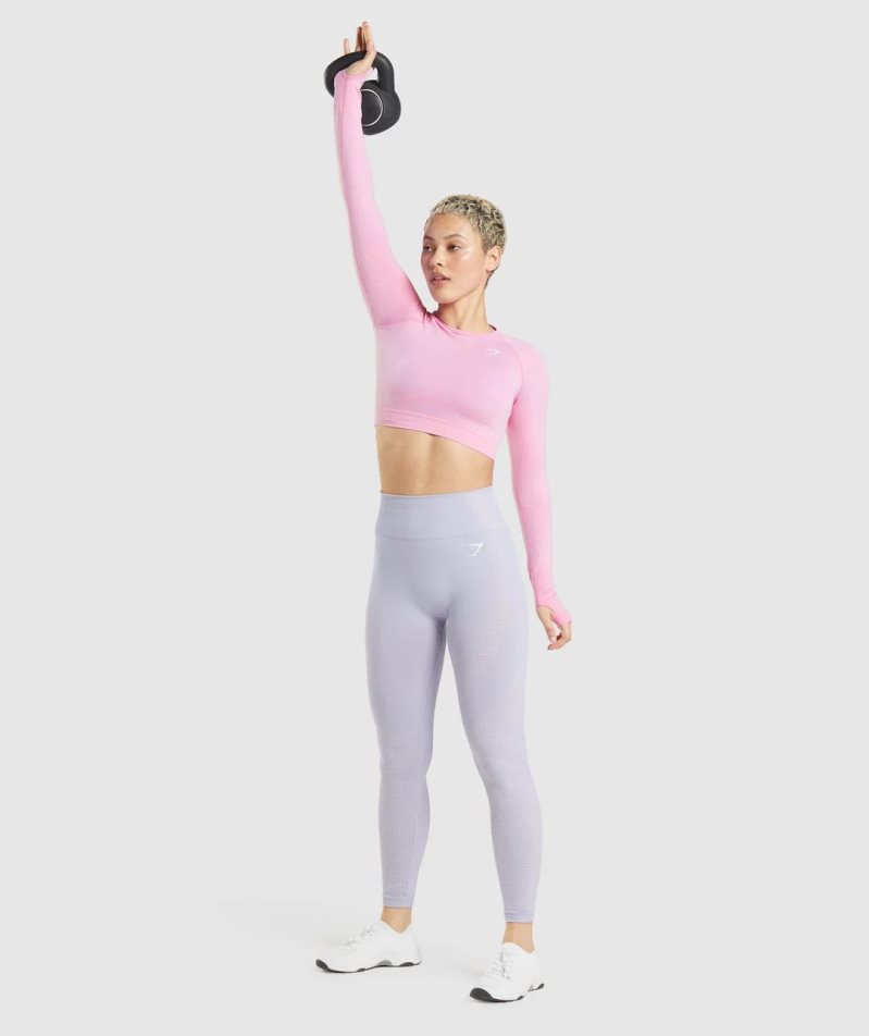 Przycięte Topy Gymshark Vital Seamless 2.0 Damskie Różowe | PL 052XGT